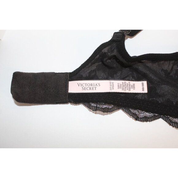 Victoria's Secret Bra 36D Dream Angles Black Silver Lace Sheer Push Up Underwire - Picture 7 of 16